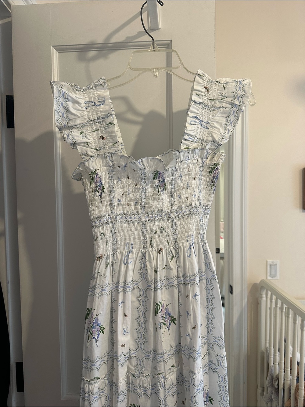 Hill House White Floral Ruffled-Strap Midi Dress - Picture 3 of 7